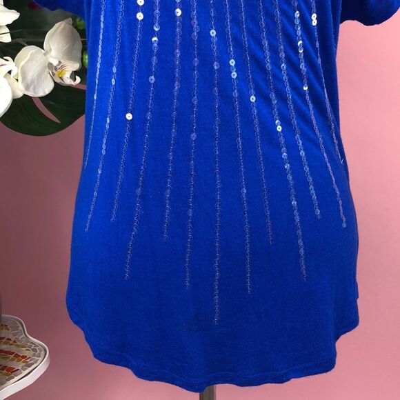 Daytrip Buckle Cobalt Blue Sequined Scoop Neck Top - Picture 8 of 14
